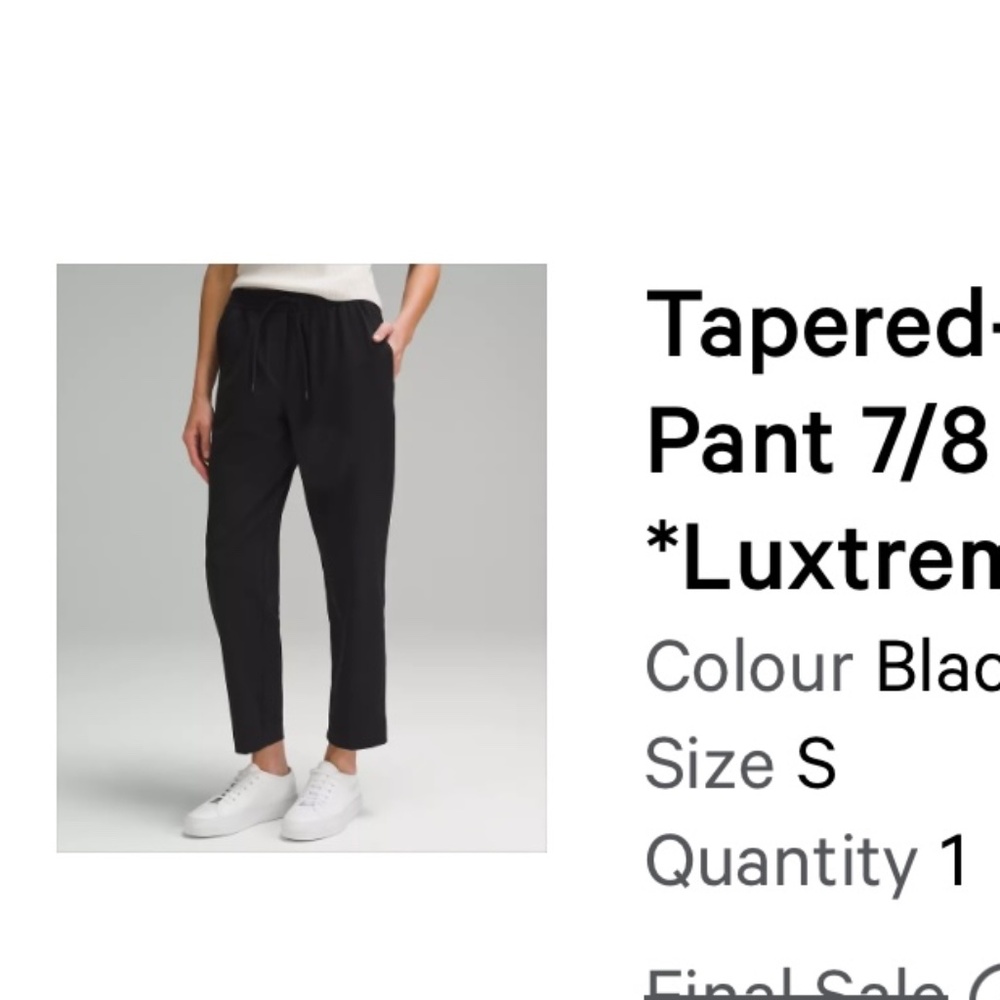 Tapered-Leg mid-rise pant 7/8 length Luxtreme